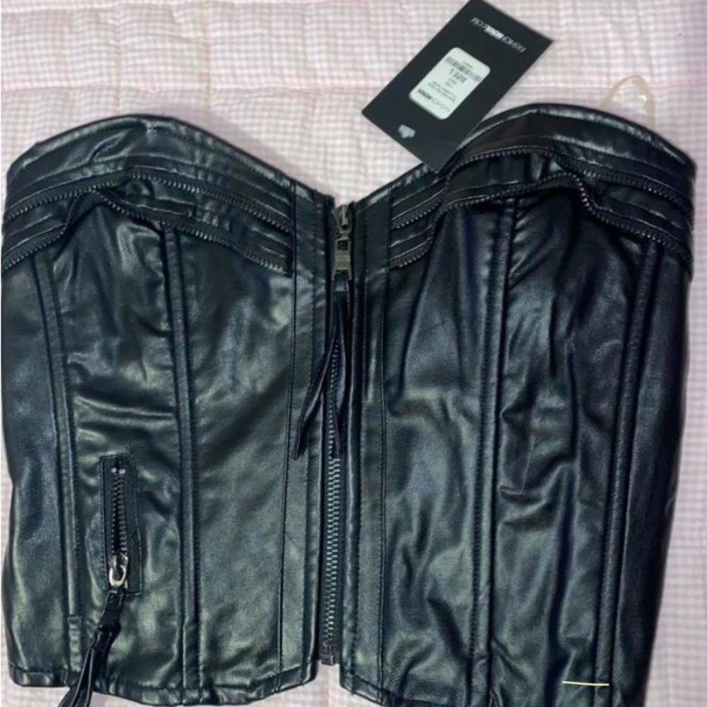 Fashion Nova Black Faux Leather Corset Top